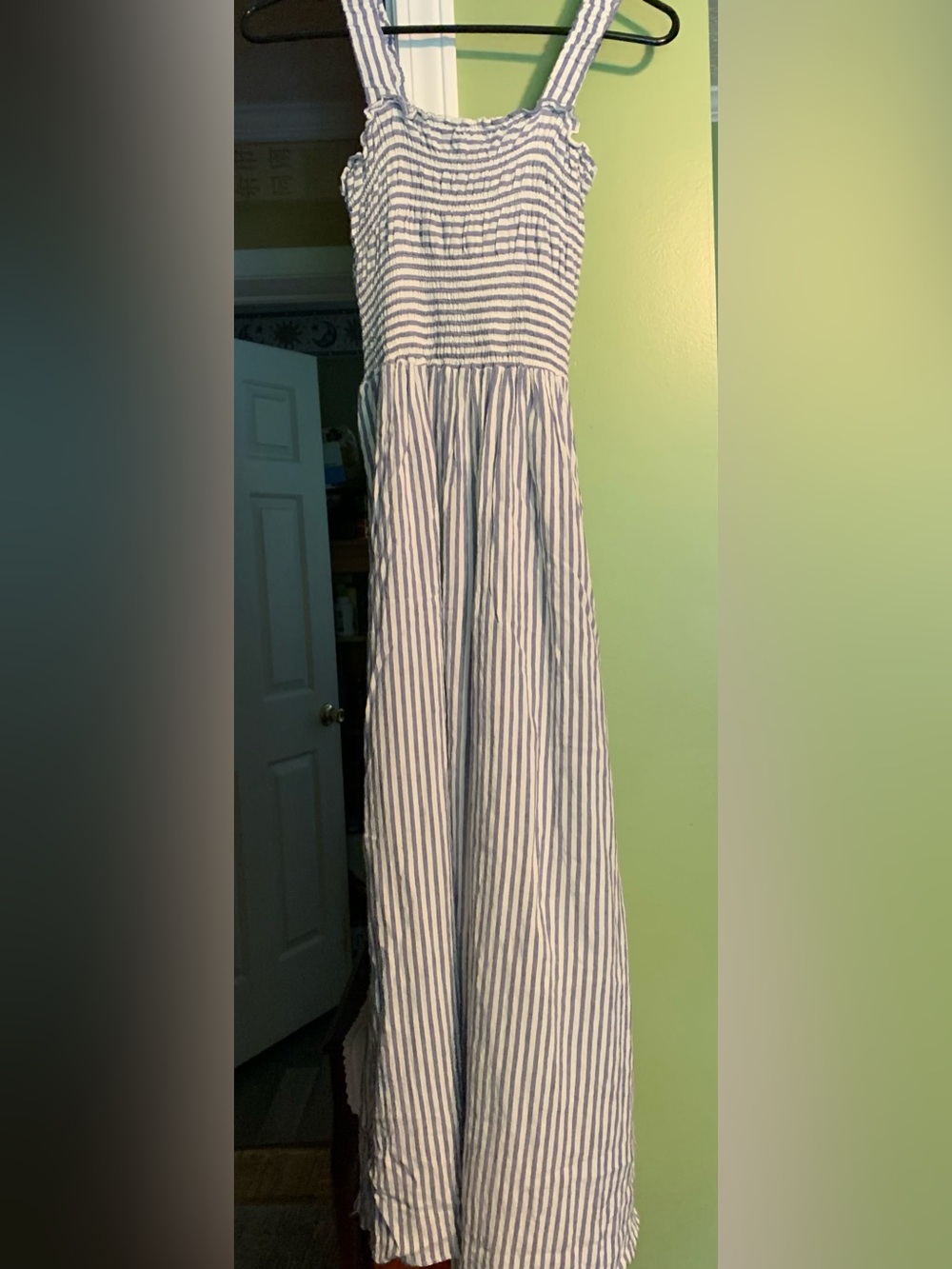 Sale 3/$20  
Black Tape_ Blue and White Striped Maxi Dress